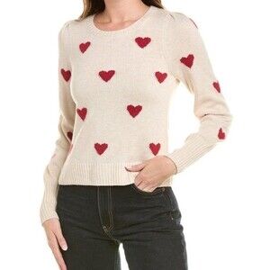 Splendid Red Heart Cream Sweater Medium NWT